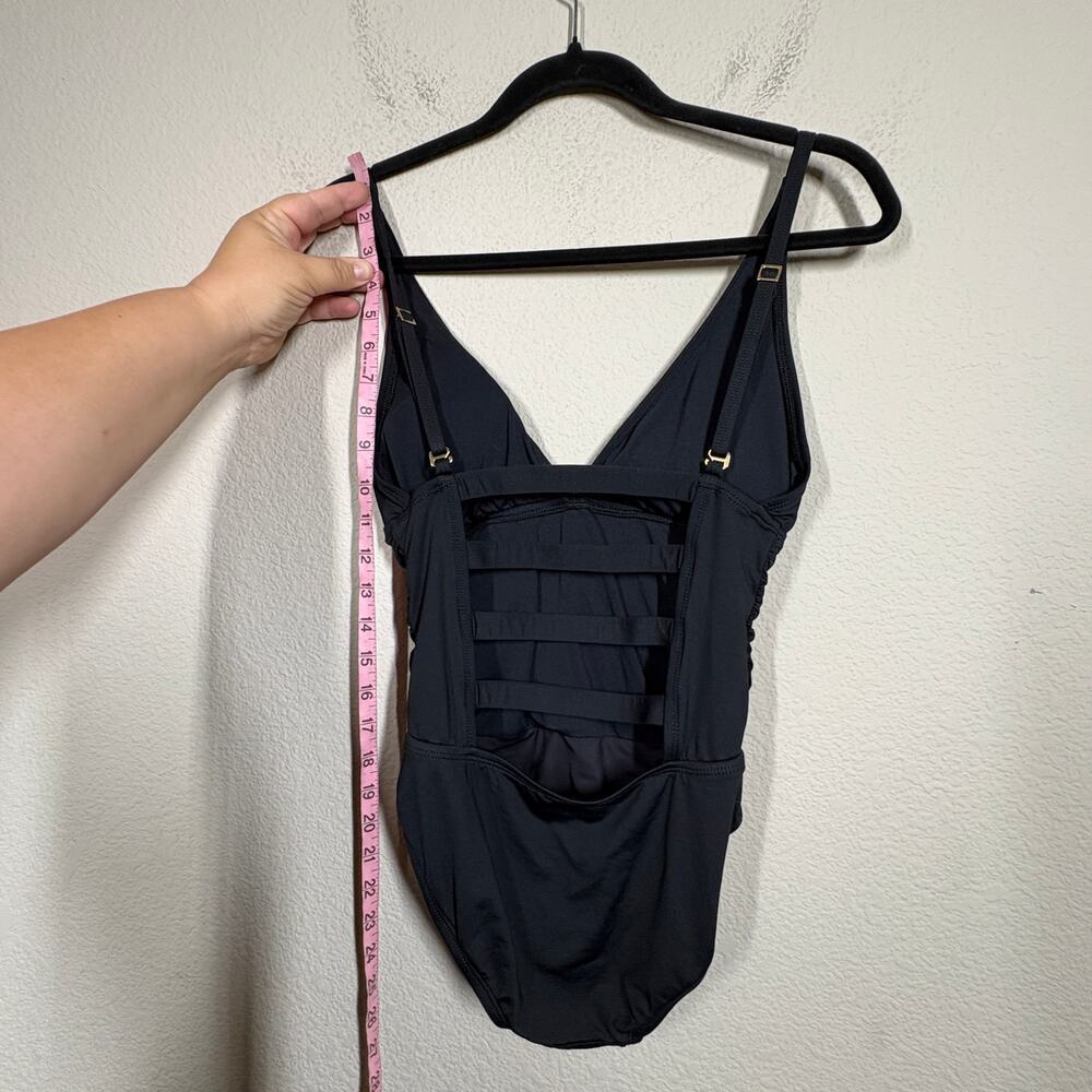 La Blanca Swimsuit Swimwear One Piece Beachwear Black Ruched Cut Out Back - Picture 8 of 9